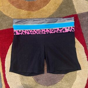 PINK Victoria's Secret Black Shorts with Pink Leopard & Teal Waistband